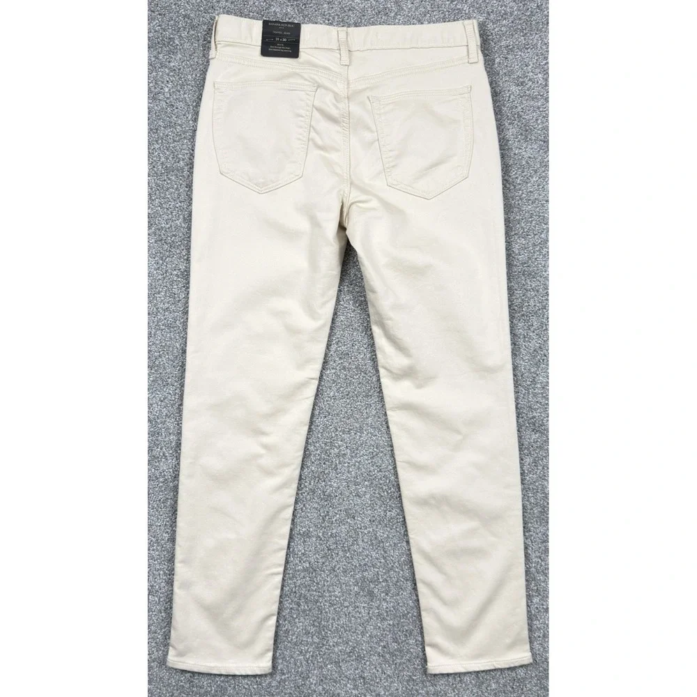 Banana Republic Travel Jeans Mens 31x30 Slim Fit Cream Stretch Pants NWT